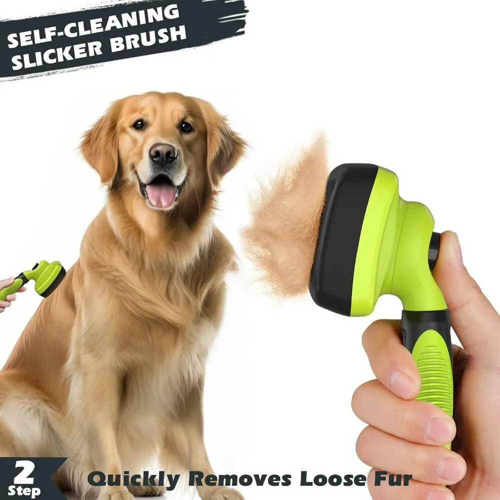 3PCS Self Cleaning Slicker Brush & Pet Grooming Rake & Bath Brush for Dogs,Cats